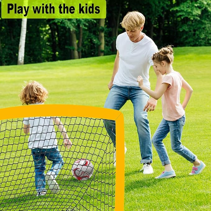 Kids Soccer Goals 2 of 4' x 3' Pop Up Soccer Goal Training Equipment, Portable Toddler Soccer Net with Soccer Ball, Soccer Set for Backyard, Perfect Youth Sports,Games,Play