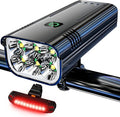 Upgrade Super Bright 6 LED Bike Light for Night Riding,3800 Lumens Aluminum Rechargeable Bicycle Light, 6000 mAh ，Runtime 48+hrs,10 Modes Waterproof Safety Bike Headlight Taillight for Outdoor Cycling