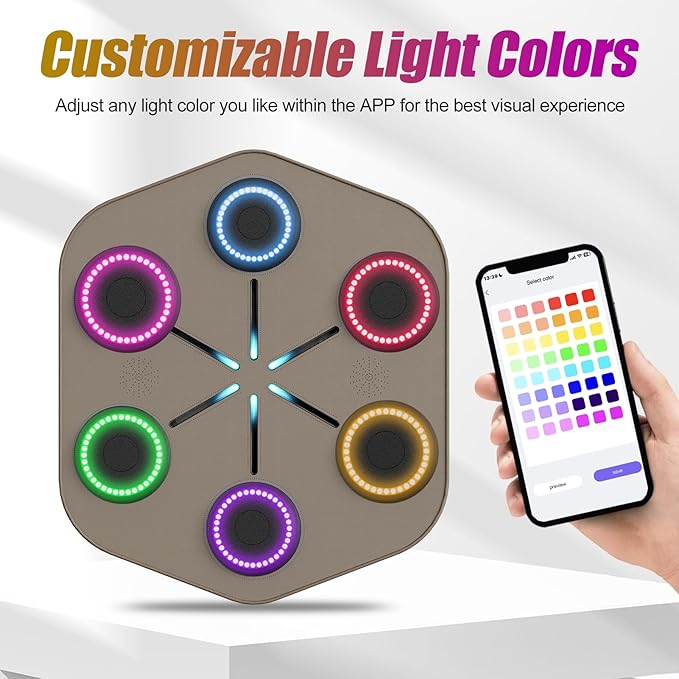 Music Boxing Machine L1, Smart Punching Machine with Beat-Synced & Custom Lights | APP Control | Supports Phone, Speaker & Headphone Playback | Wall-Mounted Trainer for Home Gym Workout