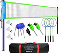 Zdgao Badminton Sets for Backyard, Portable Badminton Net with Tension Adjuster, Badminton Racket Set of 4, 3 Nylon Shuttlecocks, Boundary Line and Carry Bag for Backyard Beach Family Games