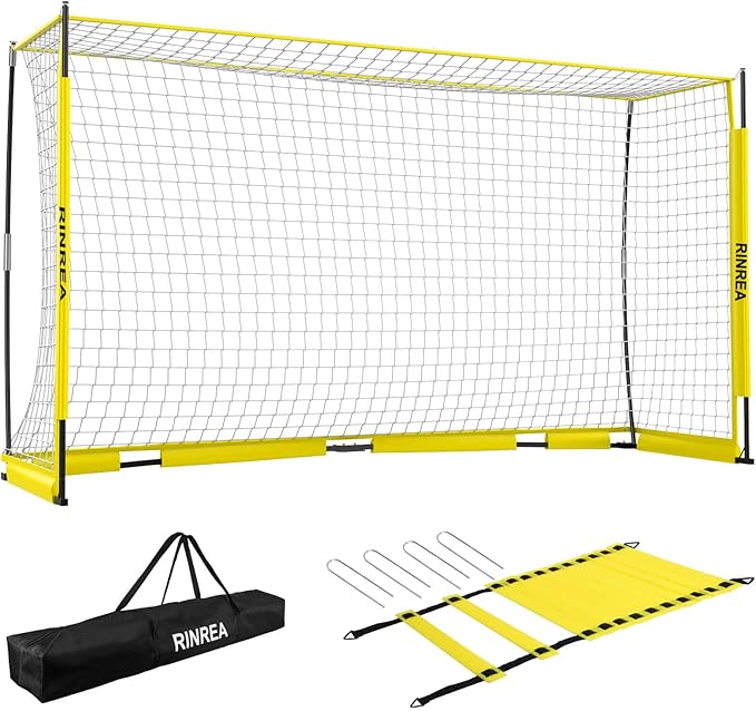 Portable Soccer Goal, Collapsible Soccer Goal Net Metal Base, Quick Setup Soccer Training Equipment with 1 Carry Bag, 1 Agility Ladder, 4 Ground Nails
