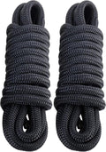 2 Pack 3/4" x 15' Dock Lines - Marine Grade Nylon Boat Rope with 15" Loop for Docking and Mooring - Double Braided Boat Lines, High Strength, Easy Handling, Fray Resistant - Black