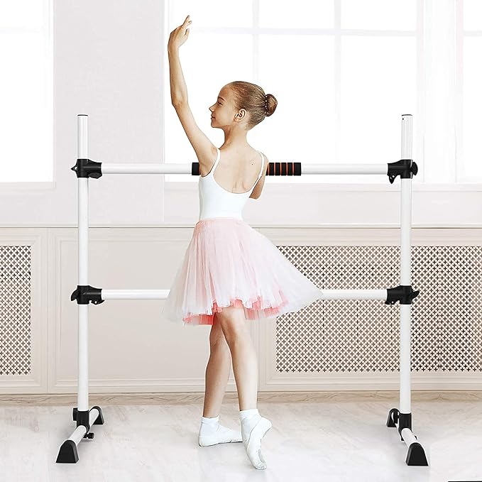 GOFLAME Ballet Barre Portable Double, 4FT Freestanding Ballet Barre Adjustable, Heavy Duty Dancing Stretching Ballet Bar for Home, Dance Barre, Fitness Ballet Bar