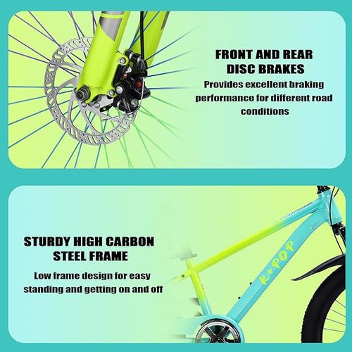 20/24 Inch Mountain Bike for Kids, Girls Boys Bikes Ages 8-12, Single Speed Mountain Bicycle with Suspension Fork, 20/24 Inch Bike Boys Girls Bicycles with Front and Rear Disc Brakes