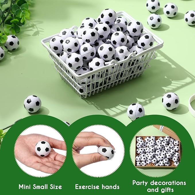 Blulu 64 Pcs Mini Soccer Stress Balls Bulk 1. 6 Inch Small Foam Balls for Kids Stress Relief Relaxation Soccer Party Favors Sport Team Gifts Party Bags Fillers Decoration School Carnival Reward