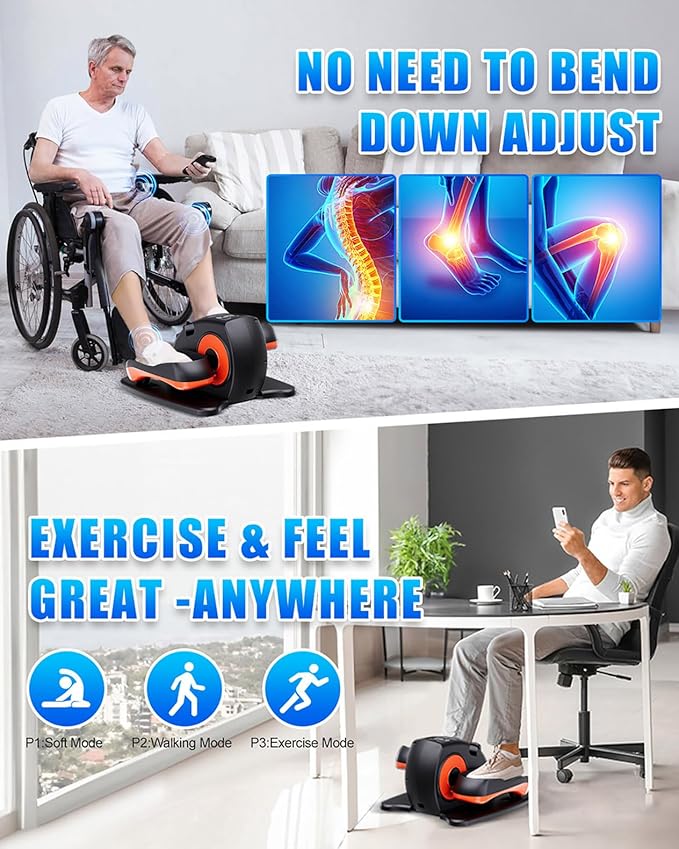 Under Desk Elliptical Machine, Electric Ellipse Leg Exerciser as Seen on Tv for Seniors with 12 Adjustable, Portable Quiet Elliptical Machine, Seated Pedal Exerciser with Remote Control