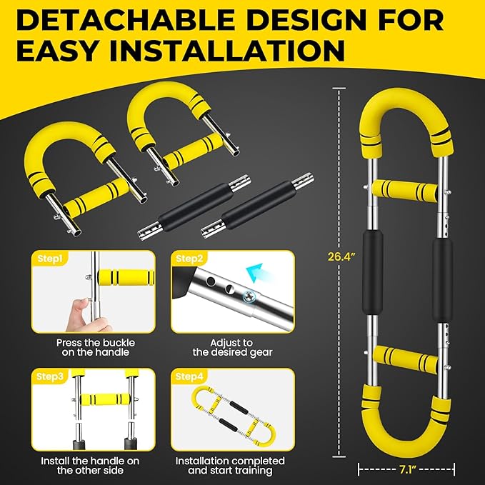 Twister Arm Trainer, Chest Workout Equipment for Men & Women Portable Spring Resistance Chest Exerciser Forearm Strengthener Bar Detachable for Home Fitness Equipment for Enhancing Upper Body Muscle