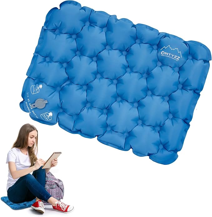 ONTYZZ Inflatable Seat Cushion Lightweight Stadium Seat Pad Travel Air Seat Cushion for Hiking Office Airplane Stadium Car