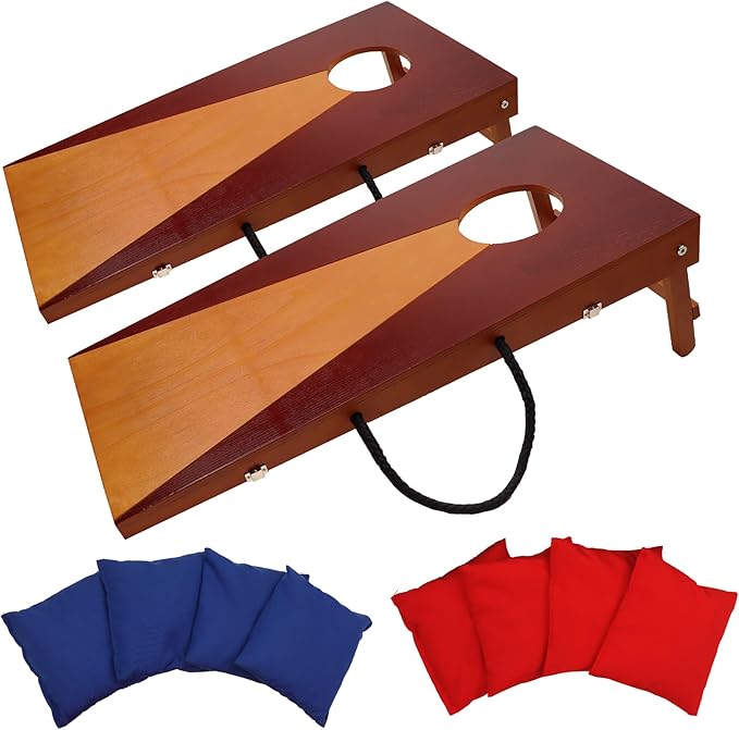GSE Games & Sports Expert Portable Cornhole Toss Game Set with 8 Bean Bags, Wooden Cornhole Game Set for Indoor&Outdoor. Bean Bag Toss Game Set for Family, Friends