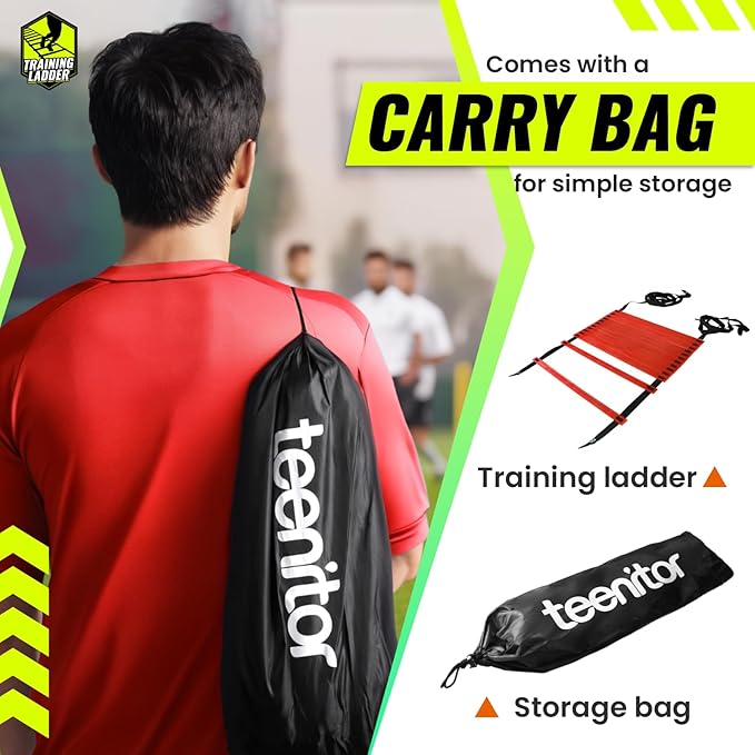 Teenitor Agility Ladder Speed Ladder Training Ladder for Soccer, Speed, Football Fitness Feet Training Carry Bag Agility Training Equipment 13 rungs, 23 feet