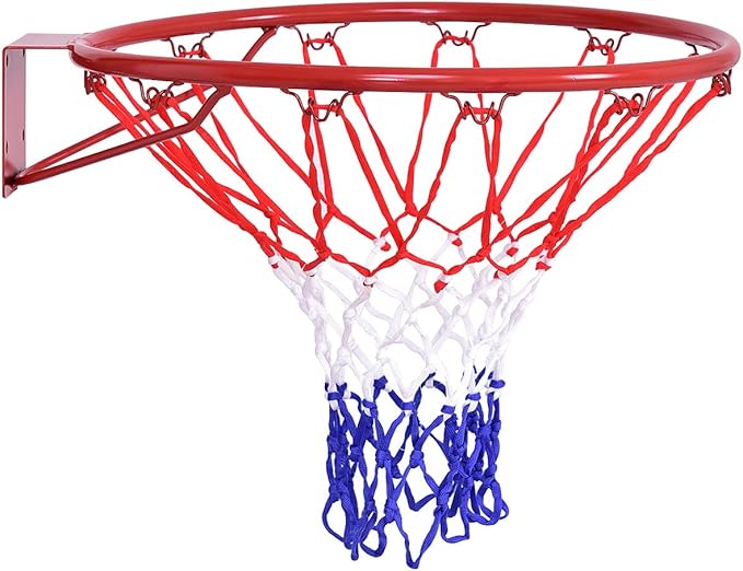 Goplus 18’’/15’’ Replacement Basketball Rim, Wall Door Mounted Basketball Hoop with All Weather Net, Indoor Outdoor Hanging Basketball Rim Goal Outside