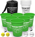 BucketBall | Team Color Edition | Combo Pack (Green/White): Original Yard Pong Game: Best Camping, Beach, Lawn, Outdoor, Family, Adult, Tailgate, Jumbo, Giant Game