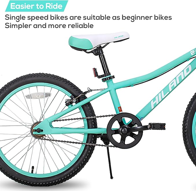 HILAND 20 Inch Kids' Bicycles Mountain Bike for Boys, Girls 5+ Years Old, Single Speed Kids Bicycles with Dual Handbrakes, Child Bike