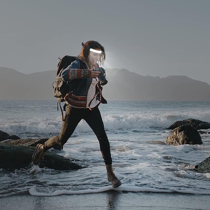Adelante LED Headlamp Flashlight, 1000LM 230Wide-Beam USB Rechargeable Head Light with Taillight(Individual Control) & 8 Clips Waterproof Headlight Headlamps for Running and Camping (2 Pack, Black)