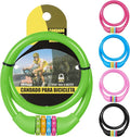 25 Inch Bike Lock Cable, Portable Anti Theft 4 Digits Codes Cable Locks, Resettable Combinations Coiling Bicycle Lock for Bike, Motorbike, Scooter, Skateboard, Gate, Fence (Green)