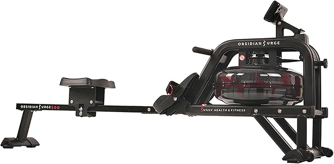 Sunny Health & Fitness Premium Water Rower w/Intensive Dynamic Real-Time Resistance, 300 LB Capacity Flip-able Rowing Machine for Home Training, Optional Free SunnyFit App Connection
