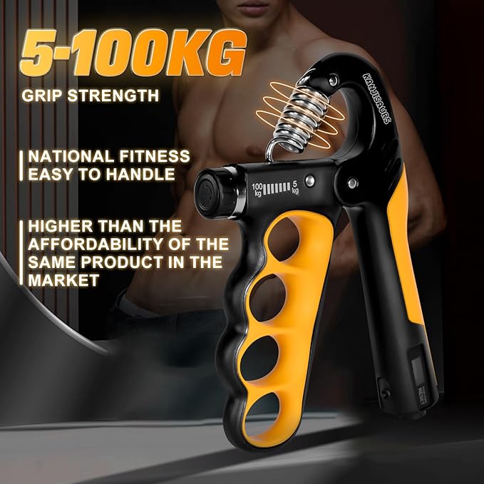 Grip Strength Trainer,Adjustable Resistance Forearm Strengthener,Five Fingers Hand Grips Strengthener with Digital Counter, Handgrip Strength Trainer, Hand Workout Grip