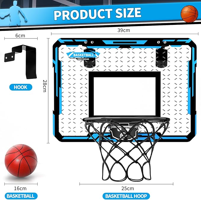 Doloowee Basketball Hoop Indoor for Kids, Mini Basketball Hoop with 4 Balls, Basketball Toys for 3 4 5 6 7 8 9 10 11 12 Year Old Boys