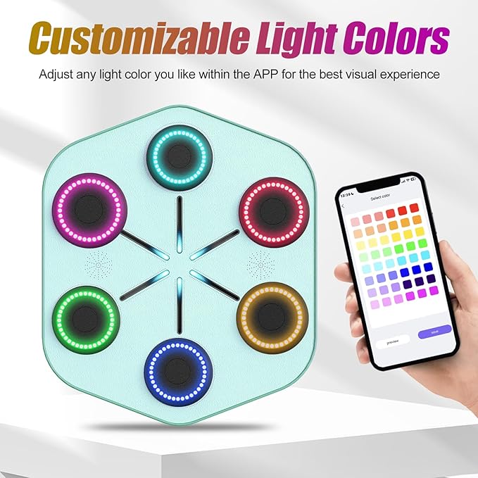 Music Boxing Machine L1, Smart Punching Machine with Beat-Synced & Custom Lights | APP Control | Supports Phone, Speaker & Headphone Playback | Wall-Mounted Trainer for Home Gym Workout