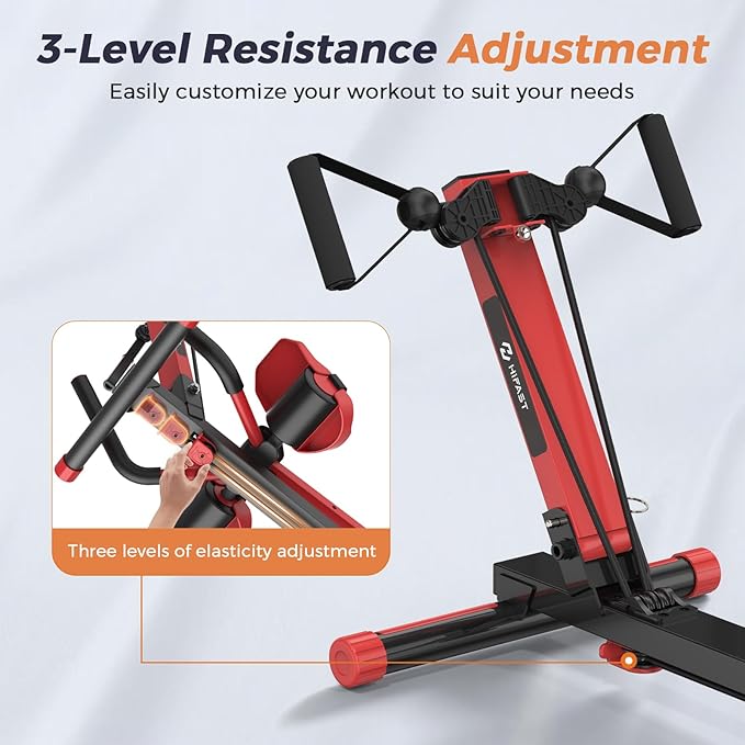 Rowing Machine, 4 in 1 Rowing and Ab Machine with 2 Levels of Workout Resistance, Quiet & Foldable Rower Machine with 3 Adjustable Handle Heights & LCD Monitor, Row Machine for Home Exercise
