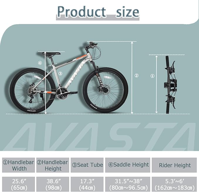 AVASTA AV300 26 27.5 inch Mountain Bike with 21-Speed，Aluminum Frame, Dual Disc Brake, Comfortable Saddle,Multiple Colors