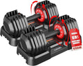 25/52.5/55LBS Adjustable Dumbbells Set with Anti-Slip Handle, Fast Adjust Weight Dumbbells Set with Dual Safety Locking System, Versatile Weights Set for Women & Men Full Body Workout Fitness, Compact Size Space Saving for home gym