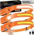 Headlamp 3PCS, 230° Wide Beam Head Lamp, Motion Sensor LED Headlamp Rechargeable, 6Mode Headlamps for Adults, Bright Head Lights for Forehead, Camping Essentials Gear (Orange)