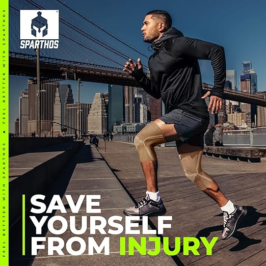 Sparthos Knee Compression Sleeves by (Pair) – Joint Protection and Support for Running, Sports, Knee Pain Relief – Knee Brace for Men and Women (Desert Beige, XX-Large)