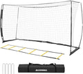 Soccer Goal,Soccer Net,Soccer Goals for Backyard,with Bow Frame,Collapsible Metal Base and Agility Ladder