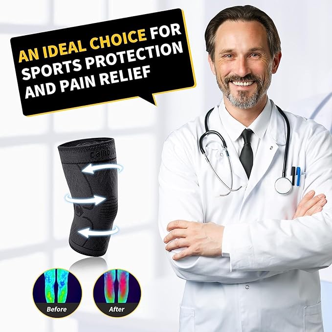 CAMBIVO 2 Pack Knee Brace, Knee Compression Sleeve for Men and Women, Knee Support for Running, Workout, Gym, Hiking, Sports (Slate Blue,Large)