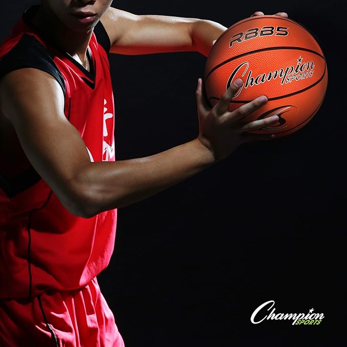 Champion Sports Rubber Basketballs – Heavy Duty Pro-Style, Indoor/Outdoor Use, Premium Basketball Equipment for Physical Education, Various Sizes & Colors (Size 3, 5, 6, 7)