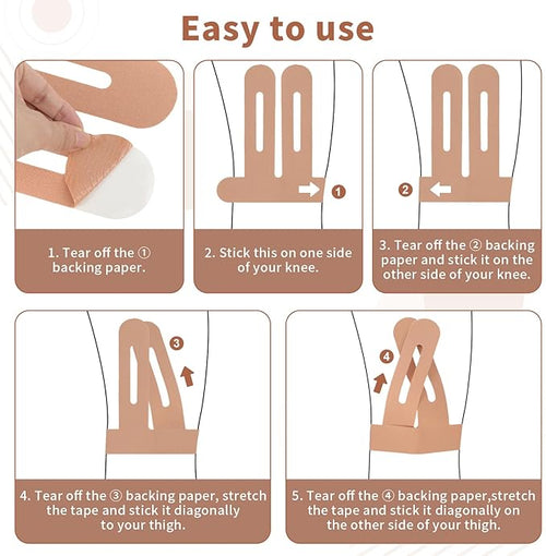 10PCS Kinesiology Tape for Knees, Kinesiology Tape Precut Strips for Knee Support & Stability, Waterproof Breathable Elastic Sports Tape for Pain Relief, Athletic Tape for Muscle & Joint, Beige