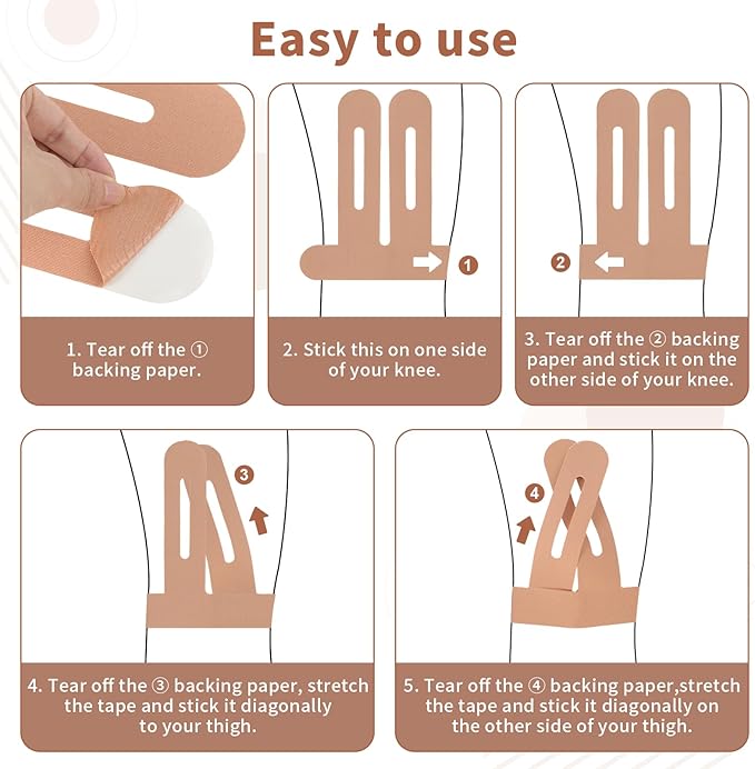 20PCS Kinesiology Tape for Knees, Kinesiology Tape Precut Strips for Knee Support & Stability, Waterproof Breathable Elastic Sports Tape for Pain Relief, Athletic Tape for Muscle & Joint, Beige