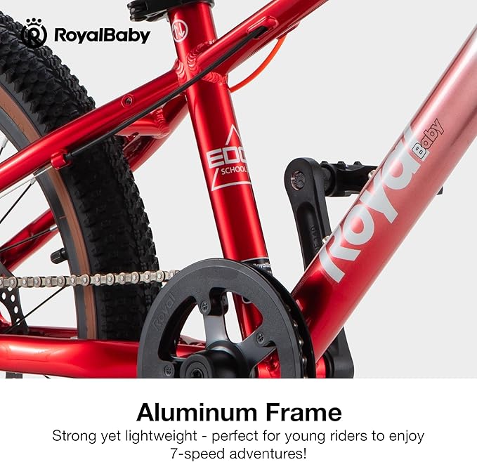 RoyalBaby Kids Mountain Bike for Boys and Girls, Ultra-Light Aluminum 20-24 Inch Wheel Bicycle for 6-14 Years Old Children, 7/21-Speeds Drivetrain