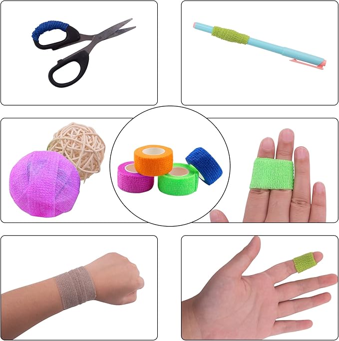 BQTQ 144 Rolls Self Adhesive Bandage Wrap 1 Inch Colorful Self Adherent Wrap Tape Sticky Bandage Athletic Wrap Self Adhesive Wrap for Sports Vet Wrist Ankle Sprains