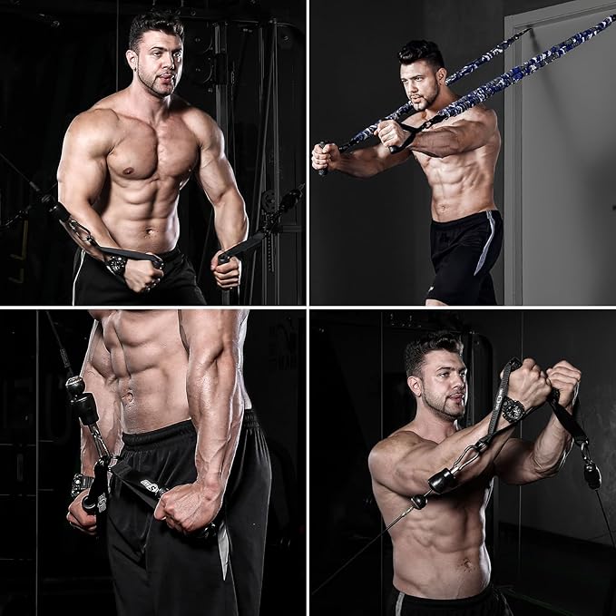 INNSTAR Cable Handles Gym Equipment, Resistance Band Handles with Solid ABS Core Grips, D Handle Cable Attachment, Heavy Duty Exercise Handles, Cable Machine Handles