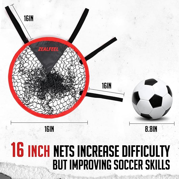 Soccer Goal Target for 2 Pcs, 16-in Top Bins Soccer Target Goal for Corner Shooting Accuracy Training, Easy to Attach and Detachable, Portable Soccer Goal with Carry Bag for Teens and Adults