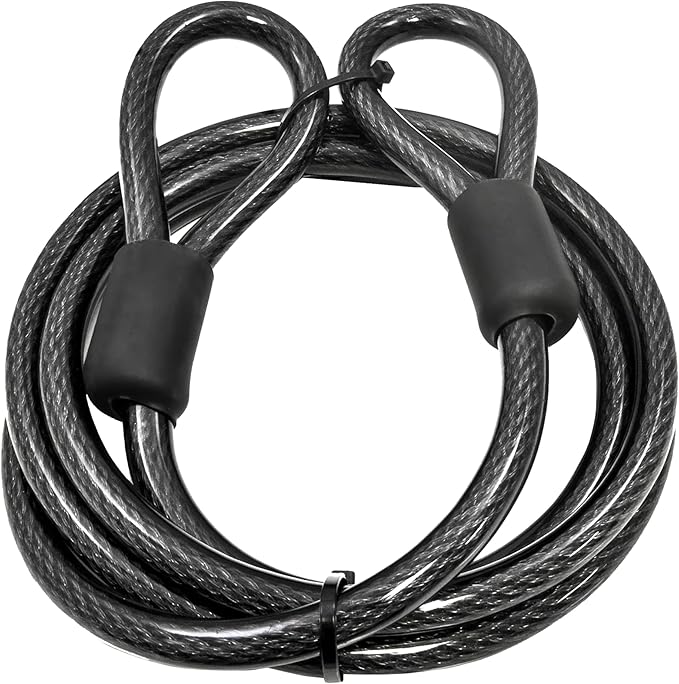 Lumintrail 10mm Heavy-Duty Security Cable, Vinyl Coated Braided Steel with Sealed Looped Ends (4', 7', 10', 15', or 30') (4-FT)