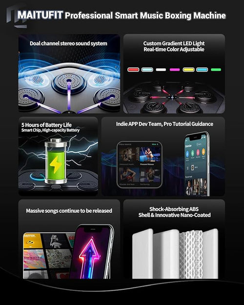 2025 Upgraded Smart Music Boxing Machine, Professional Online Boxing Lessons for Sculpting Fat Burning - 24H Standby, 160 Synced LED Lights, Wall-Mount Punching Bag for Home Gym