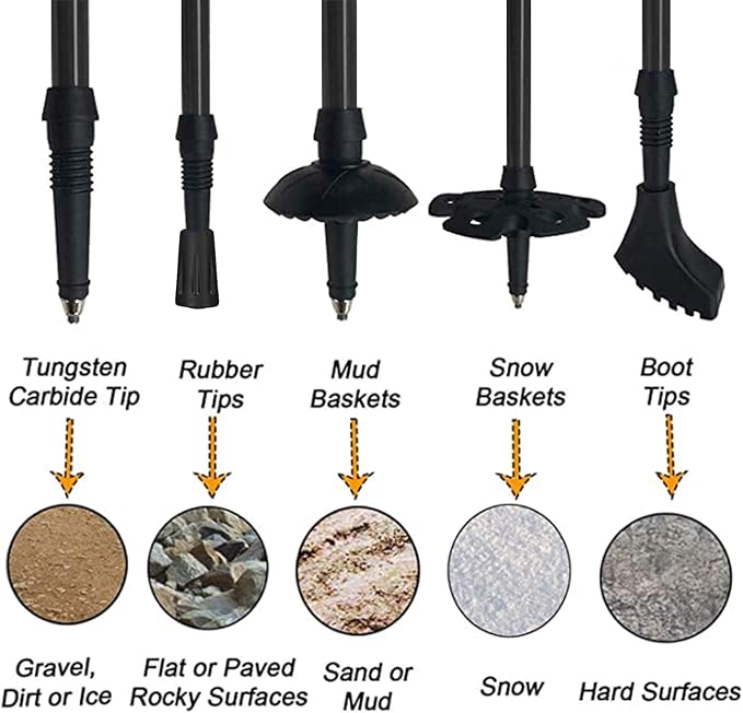 Aihoye Trekking Poles Shock Absorbing Adjustable Hiking or Walking Sticks for Hiking Collapsible Strong, 2-pc Pack Lightweight Walking Pole, All Terrain Accessories and Carry Bag