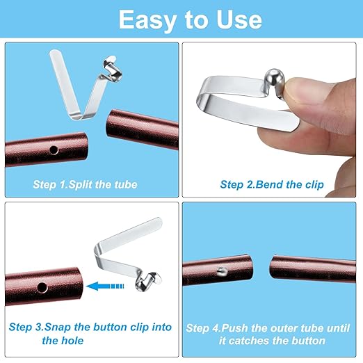 PATIKIL 9x8mm Kayak Paddle Snaps, 16 Pack Tent Pole Clips Steel V Shaped Single Pin Push Button Spring Clips Lock Tube Pole Clips for Camping Awning