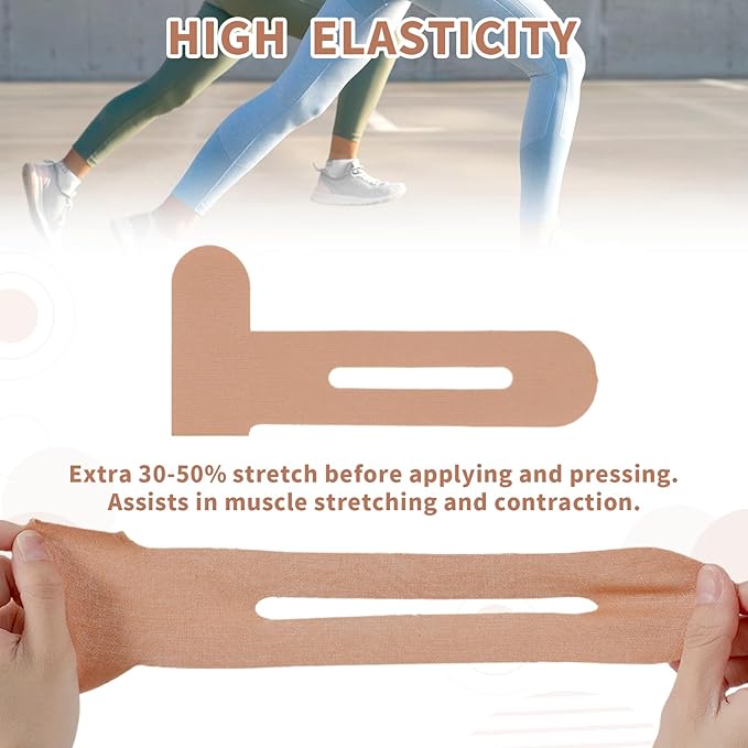 10PCS Kinesiology Tape for Knees, Kinesiology Tape Precut Strips for Knee Support & Stability, Waterproof Breathable Elastic Sports Tape for Pain Relief, Athletic Tape for Muscle & Joint, Beige