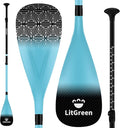 LitGreen Full Carbon Fiber SUP Paddles for Surfing, 1 x 3 Section Adjustable 25oz Lightweight Stand-up Paddle Oars for Paddleboard, Floating, Water Sport