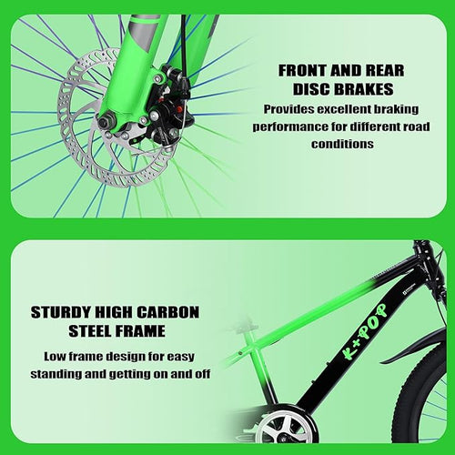 20/24 Inch Mountain Bike for Kids, Girls Boys Bikes Ages 8-12, Single Speed Mountain Bicycle with Suspension Fork, 20/24 Inch Bike Boys Girls Bicycles with Front and Rear Disc Brakes