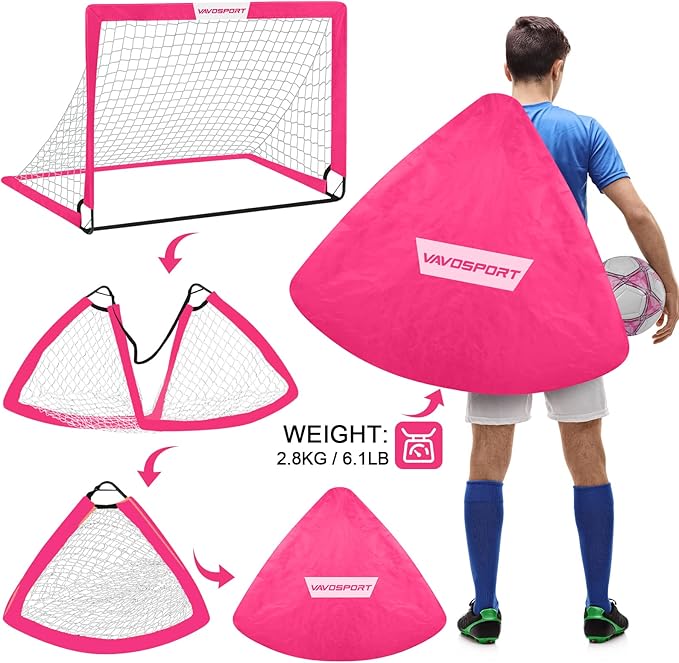 Kids Soccer Goals for Backyard Set - 2 of 4' x 3' Portable Soccer Goal Training Equipment, Pop Up Toddler Soccer Net with Soccer Ball, Soccer Set for Kids, Youth Outdoor Games, Sports, Play