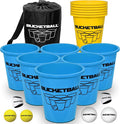 BucketBall | Team Color Edition | Combo Pack (Light Blue/Yellow): Original Yard Pong Game: Best Camping, Beach, Lawn, Outdoor, Family, Adult, Tailgate, Jumbo, Giant Game