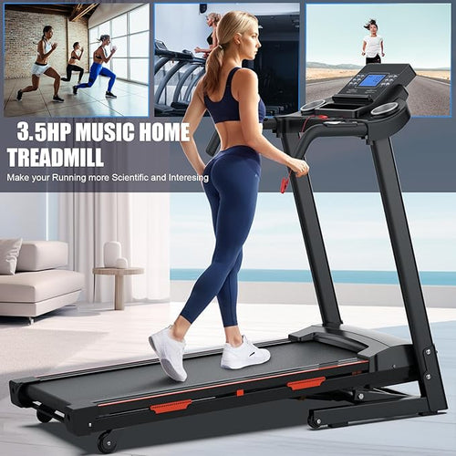15% Auto Incline Treadmills 400LBS Capacity, 3.5 HP Heavy Duty Treadmill for Home, Walking Folding Treadmill, Running FoldableTreadmill Wide Belt, 0.5-8.5MPH, Bluetooth, APP