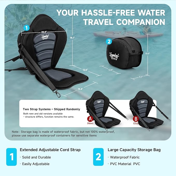 Kayak Seats with Back Support for Sit on Top, Universal Paddle Board Seat for Inflatable Paddleboard, Sup, Canoe