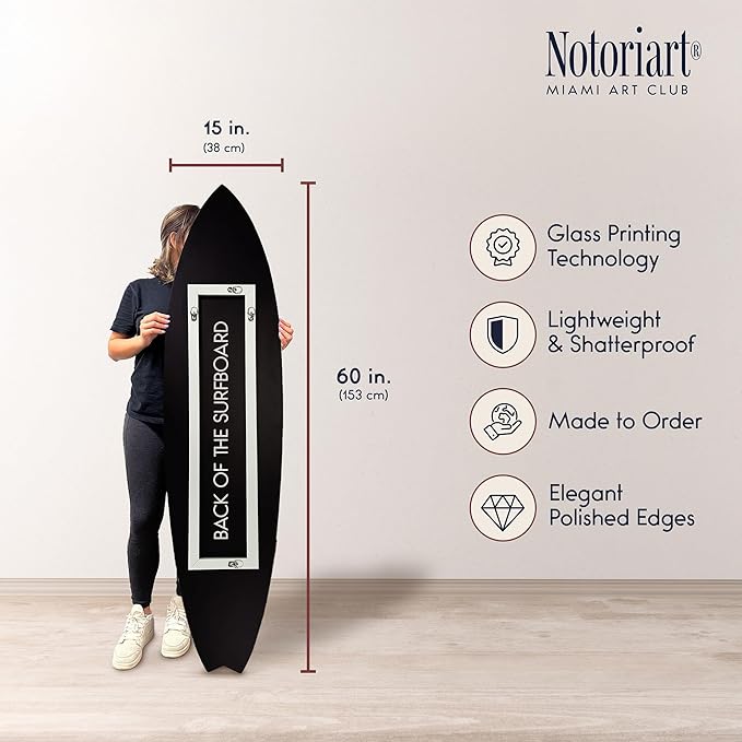 Bold Modern Color Leaf II Surfboard Acrylic Wall Art Die-Cut Coastal Modern High-Gloss Home Decor, 15" x 60"