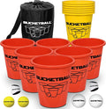 BucketBall | Team Color Edition | Combo Pack (Orange/Yellow): Original Yard Pong Game: Best Camping, Beach, Lawn, Outdoor, Family, Adult, Tailgate, Jumbo, Giant Game